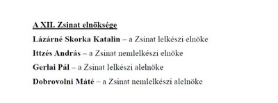 A XII. Zsinat elnöksége 